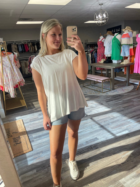 Cap Sleeve Oversized Tee - Off White