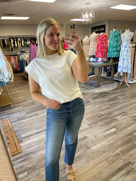 Round Neck Muscle Tee - Off White