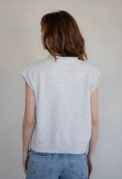 Button Up Sweater Vest - Light Grey