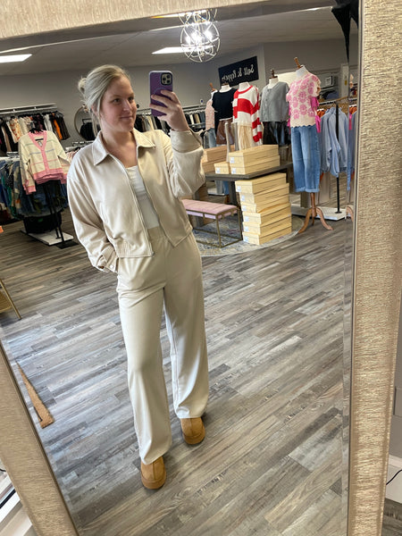 Wide Leg Lounge Pants - Cream