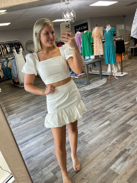Ruffle Hem Skirt - White