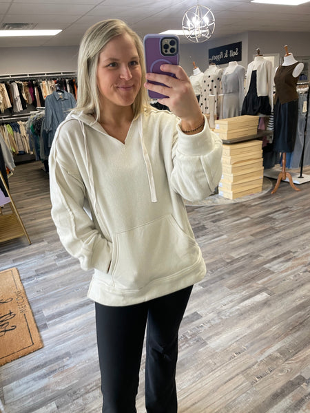 Fuzzy Oversized Hoodie - Light Grey