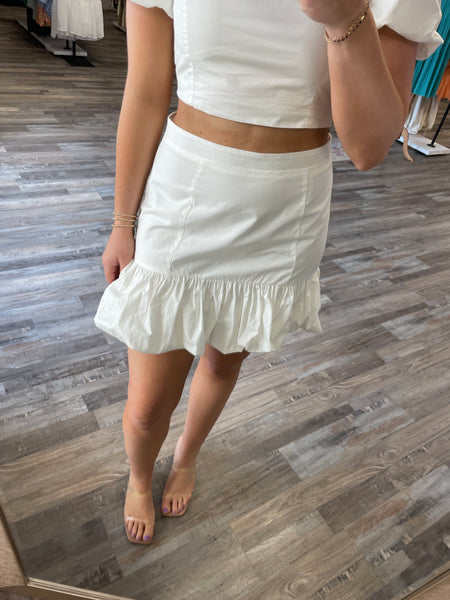 Ruffle Hem Skirt - White