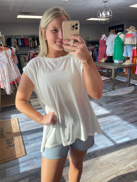 Cap Sleeve Oversized Tee - Off White