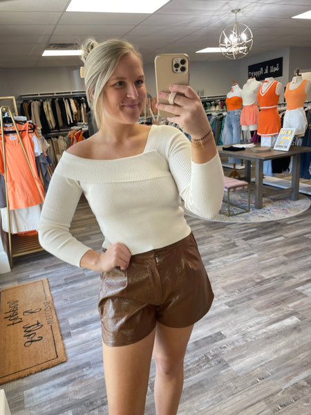 Asymmetrical Ribbed Sweater - Ivory