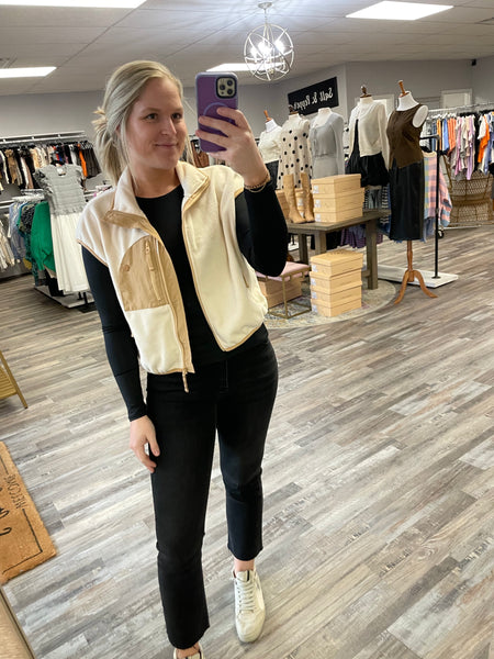 Oversized Fleece Vest - Cream
