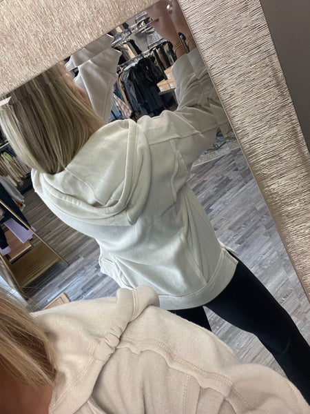 Fuzzy Oversized Hoodie - Light Grey