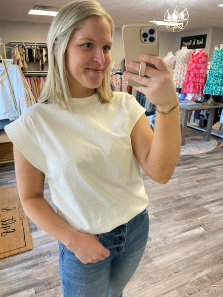 Round Neck Muscle Tee - Off White