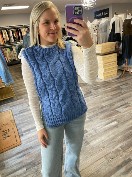 Chunky Sweater Vest - Blue