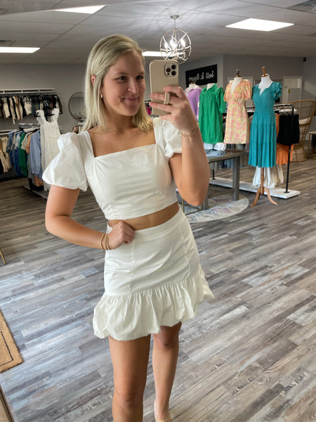 Ruffle Hem Skirt - White
