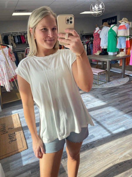 Cap Sleeve Oversized Tee - Off White