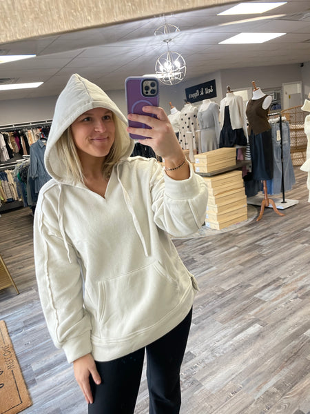 Fuzzy Oversized Hoodie - Light Grey