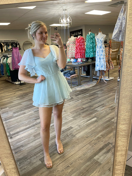 Sweetheart Sheer Overlay Dress - Blue