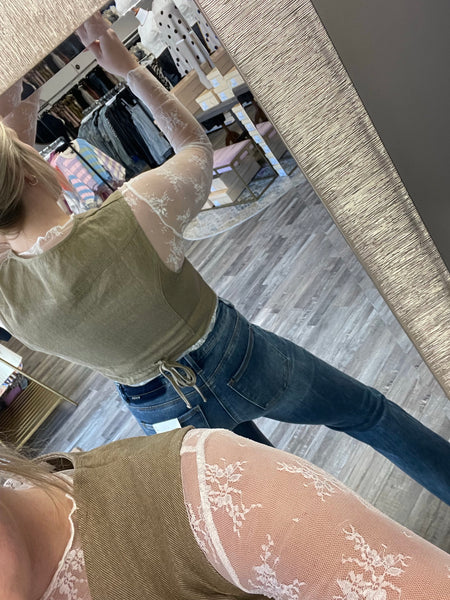 Denim Vest Top - Tan