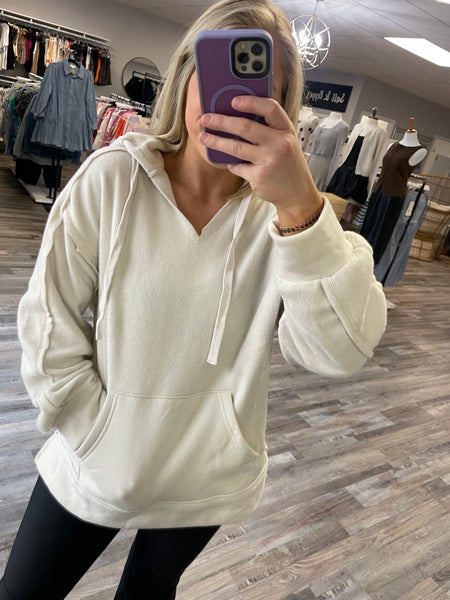 Fuzzy Oversized Hoodie - Light Grey