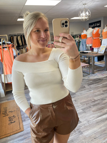 Asymmetrical Ribbed Sweater - Ivory